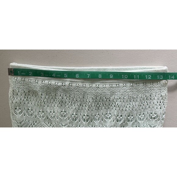 Women's Mint Green Knit Pencil Skirt Ruffle Hem Feminine Romantic Cottagecore M - Picture 7 of 8